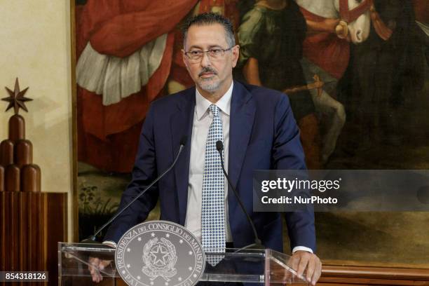 Marcello Pittella, President of the Basilicata region, speaks during the signs of the Institutional Development Agreement for 'Matera 2019 European...