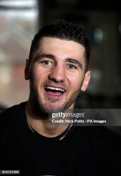 Nathan Cleverly WBO Light Heavyweight World Champion, poses for photographer during a media work out at the Stonebridge ABC, London.