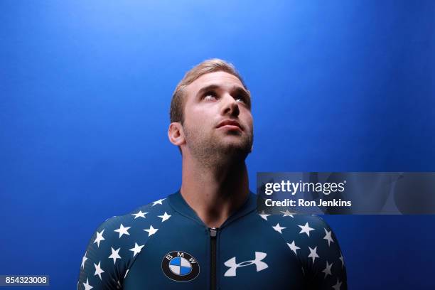 Bobsledder Evan Weinstock poses for a portrait during the Team USA Media Summit ahead of the PyeongChang 2018 Olympic Winter Games on September 26,...