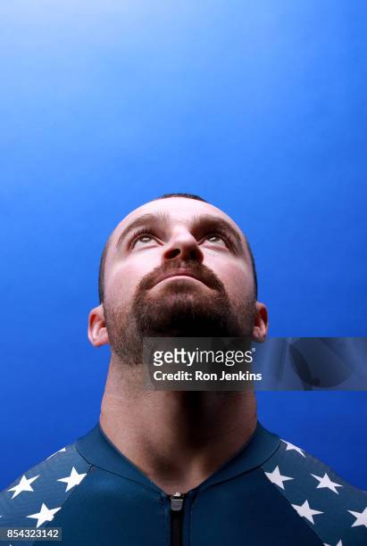Bobsledder Carlo Valdes poses for a portrait during the Team USA Media Summit ahead of the PyeongChang 2018 Olympic Winter Games on September 26,...