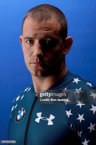 Bobsledder Justin Olsen poses for a portrait during the Team USA Media Summit ahead of the PyeongChang 2018 Olympic Winter Games on September 26,...