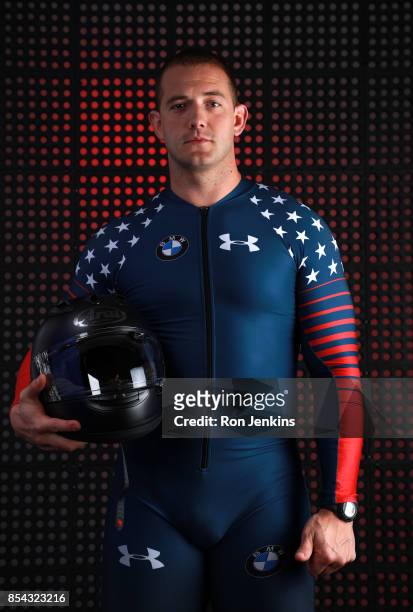 Bobsledder Justin Olsen poses for a portrait during the Team USA Media Summit ahead of the PyeongChang 2018 Olympic Winter Games on September 26,...
