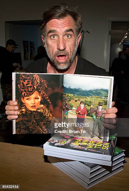 Shawn Mortensen poses at his book signing for "Out of Mind" at Iconoclast Editions Pop Up Shop on March 14, 2009 in Los Angeles, California.