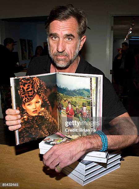 Shawn Mortensen poses at Shawn Mortensen's book signing for "Out of Mind" at Iconoclast Editions Pop Up Shop on March 14, 2009 in Los Angeles,...
