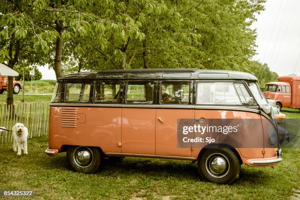 volkswagen type 2 (t1) transporter kombi or microbus mini van - combi van stock pictures, royalty-free photos & images