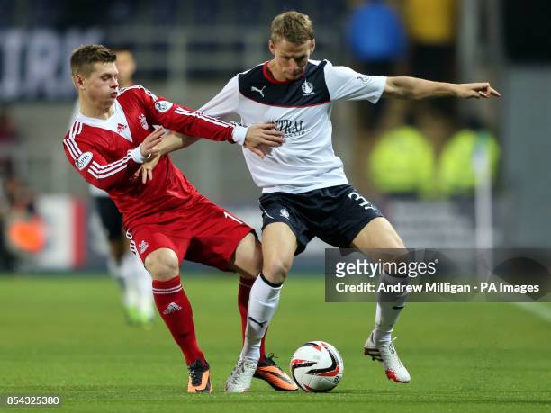 Falkirk's Stephen Kingsley challenges Aberdeen's Clark Robertson during the Scottish Communities League Cup, Third round match at the Falkirk...