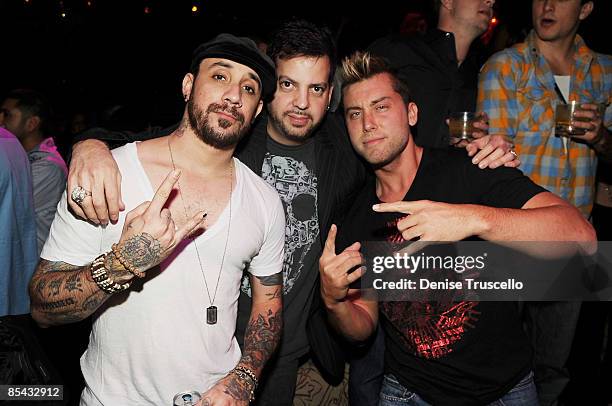 McLean, Tommy Lipnick and Lance Bass attend Sasha Grey's 21st birthday at Tao Las Vegas on March 14, 2009 in Las Vegas, Nevada.