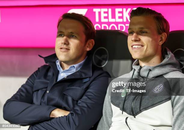 Olaf Rebbe of Wolfsburg and Yannick Gerhardt of Wolfsburg looks on during the Bundesliga match between FC Bayern Muenchen and VfL Wolfsburg at...