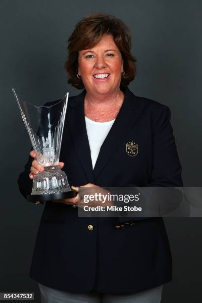 Inductee Meg Mallon poses during the 2017 World Golf Hall Of Fame Induction Ceremony at on September 26, 2017 in New York City.