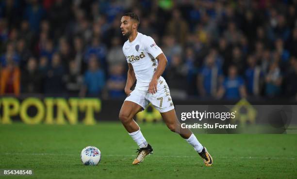 Leeds player Kemar Roofe in action during the Sky Bet Championship match between Cardiff City and Leeds United at Cardiff City Stadium on September...