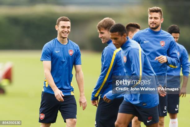 Arsenal's Thomas Vermaelen during a training session at London Colney, Hertfordshire.