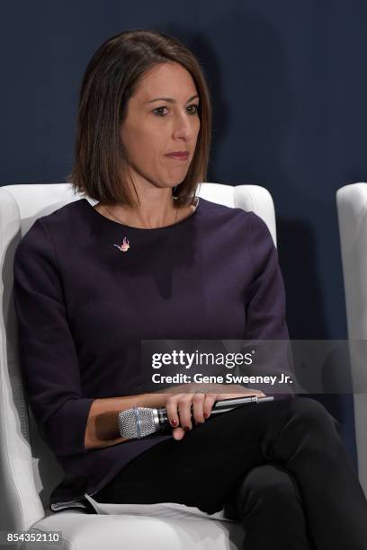 Vice Chair & Director of Athlete Relations Janet Evans addresses the media during the Team USA Media Summit ahead of the PyeongChang 2018 Olympic...