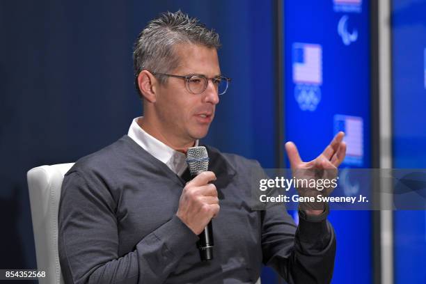 Chairman Casey Wasserman addresses the media during the Team USA Media Summit ahead of the PyeongChang 2018 Olympic Winter Games on September 26,...