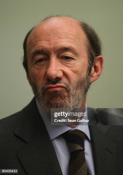 Spanish Interior Minister Alfredo Perez Rubalcaba attends a meeting of the G6 group of nations' interior ministers at Villa Borsig on March 15, 2009...