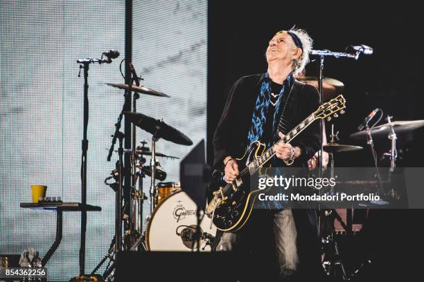 Keith Richards, guitarist of british Rock band The Roling Stones, performs at Lucca Summer Festival. Lucca , September 23, 2017.
