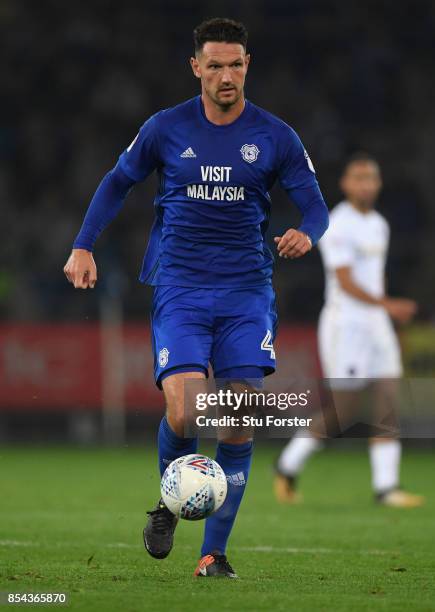 Sean Morrison of Cardiff in action during the Sky Bet Championship match between Cardiff City and Leeds United at Cardiff City Stadium on September...