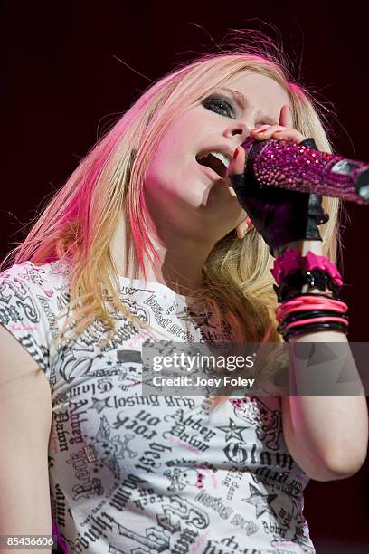 Avril Lavigne performs live in concert at the Riverbend Music Center on July 28, 2008 in Cincinnati,Ohio.