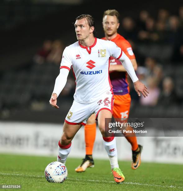 Alex Gilbey of Milton Keynes Dons in action during the Sky Bet League One match between Milton Keynes Dons and Northampton Town at StadiumMK on...