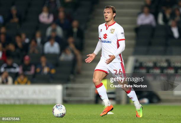 Alex Gilbey of Milton Keynes Dons in action during the Sky Bet League One match between Milton Keynes Dons and Northampton Town at StadiumMK on...