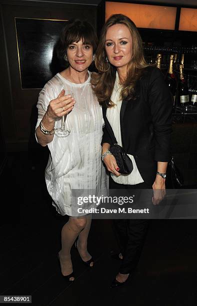 Diana Quick and Lucy Yeomans attend the 'Women In Theatre' party hosted by Harper's Bazaar and Tiffany & Co, at the Ivy Club on March 15, 2009 in...