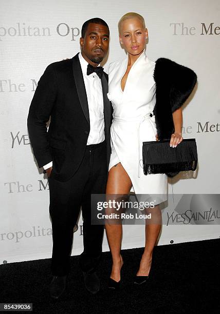 Musician Kanye West and model Amber Rose attend The Metropolitan Opera's 125th Anniversary Gala at The Metropolitan Opera House, Lincoln Center on...