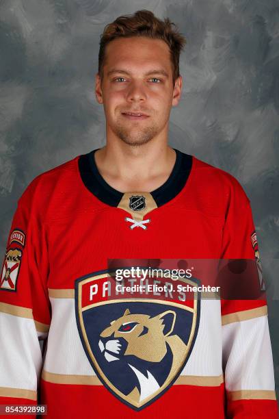 Harri Säteri of the Florida Panthers poses for his official headshot for the 2017-2018 season on September 14, 2017 at the BB&T Center in Sunrise,...