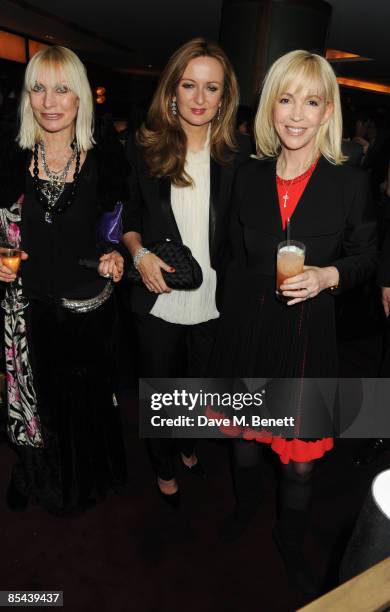 Virginia Bates, Lucy Yeomans and Sally Greene attend the 'Women In Theatre' party hosted by Harper's Bazaar and Tiffany, at the Ivy Club on March 15,...