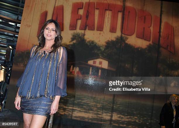 Presenter Paola Perego appears on the Italian TV show 'La Fattoria' on March 15, 2009 in Rome, Italy.