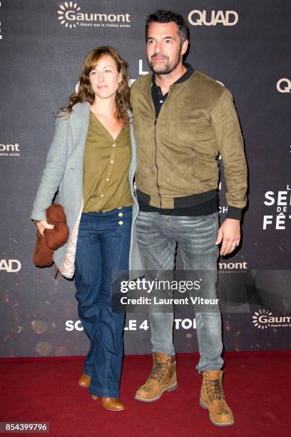 Maurine Nicot and Arnaud Ducret attend "Le Sens De La Fete" Paris Premiere at Le Grand Rex on September 26, 2017 in Paris, France.