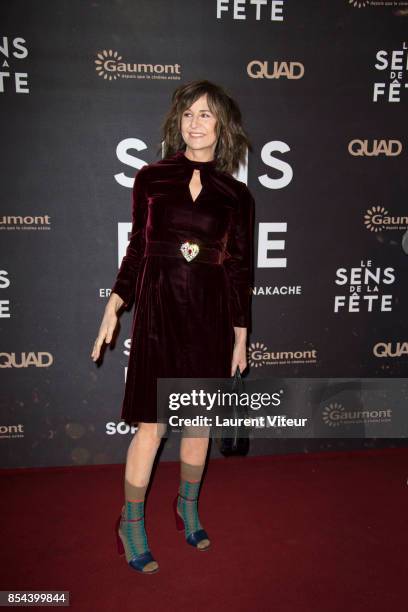 Valerie Lemercier attends "Le Sens De La Fete" Paris Premiere at Le Grand Rex on September 26, 2017 in Paris, France.