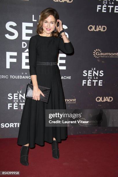 Elsa Zylberstein attends "Le Sens De La Fete" Paris Premiere at Le Grand Rex on September 26, 2017 in Paris, France.