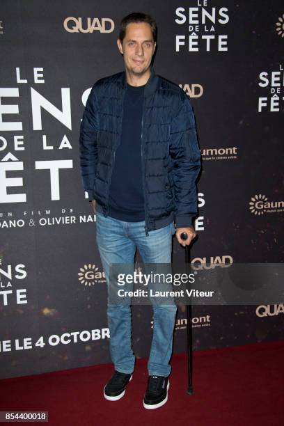 Grand Corp Malade attends "Le Sens De La Fete" Paris Premiere at Le Grand Rex on September 26, 2017 in Paris, France.
