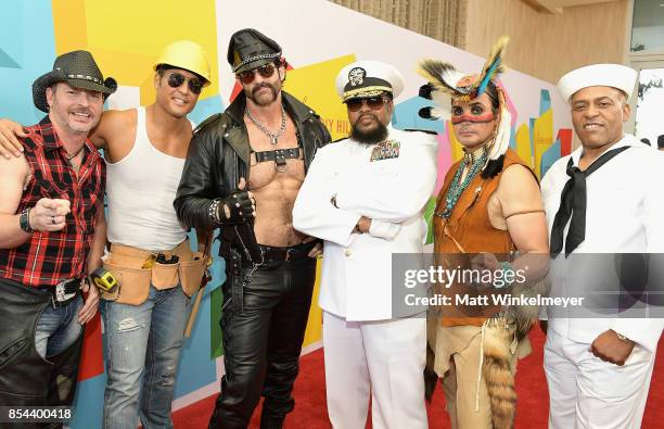Chad Freeman, James Kwong, J.J. Lippold, Victor Willis, Angel Morales and Sonny Earl of Village People at the 2017 Streamy Awards at The Beverly...