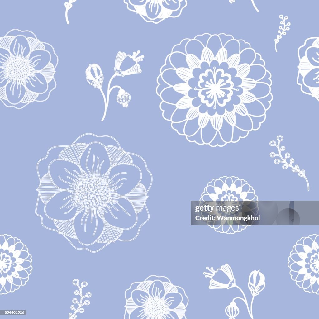 Vector De Patrones Sin Fisuras Y La Ilustración De Color Blanco A Mano Dibujo O Doodle Flores Brotes Y Hojas Sobre Fondo De Color Azul Pastel Ilustración de stock - Getty Images Vector De Patrones Sin Fisuras Y La Ilustración De Color Blanco A Mano Dibujo O Doodle Flores Brotes Y Hojas Sobre Fondo De Color Azul Pastel Ilustración de stock - Getty Images
