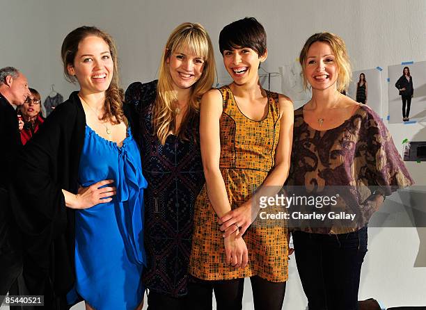 Actress Erika Christensen, designer Sophia Coloma, model Ceren Alkac, and designer Marissa Ribisi attend the Fall 2009 presentation of Whitley Kros...
