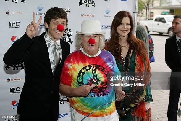 Actor Gabriel Sunday, political activist/merry prankster Wavy Gravy and filmmaker Michelle Esrick on the red carpet outside the Paramount Theater for...