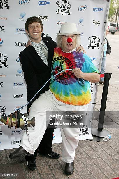 Actor Gabriel Sunday and political activist/merry prankster Wavy Gravy on the red carpet outside the Paramount Theater for the premiere of "My...