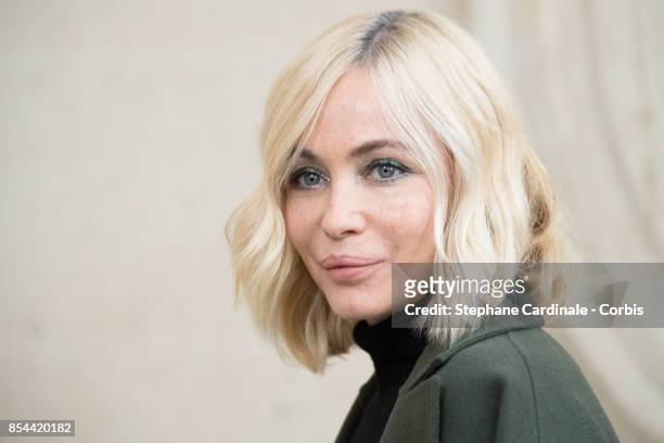 Actress Emmanuelle Beart attends the Christian Dior show as part of the Paris Fashion Week Womenswear Spring/Summer 2018 at on September 26, 2017 in...