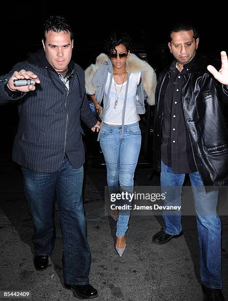 Rihanna leaves Da Silvano restaurant on March 14, 2009 in New York City.