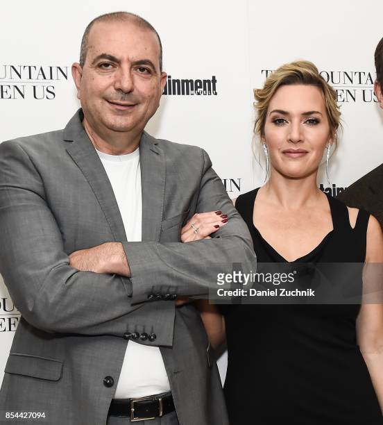 Director Hany Abu-Assad and actress Kate Winslet attend the special screening of 'The Mountain Between Us' at Time Inc. Screening Room on September...