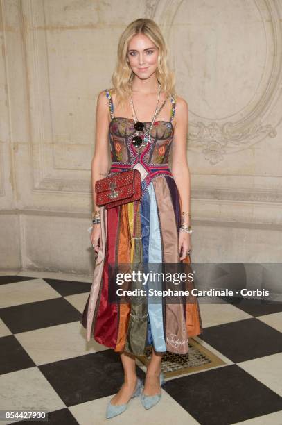 Chiara Ferragni attends the Christian Dior show as part of the Paris Fashion Week Womenswear Spring/Summer 2018 at on September 26, 2017 in Paris,...