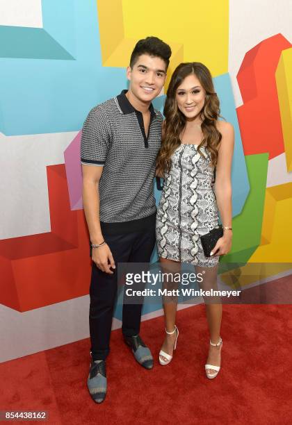 Alex Wassabi and Lauren Riihimaki at the 2017 Streamy Awards at The Beverly Hilton Hotel on September 26, 2017 in Beverly Hills, California.