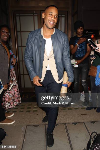 Reggie Yates leaving BAFTA on September 26, 2017 in London, England.