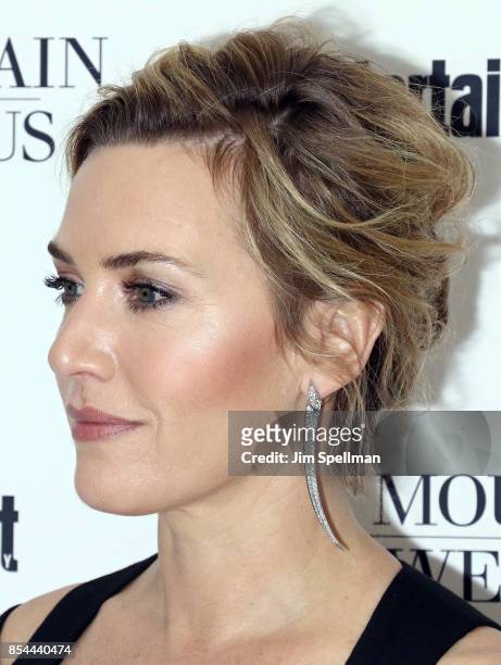 Actress Kate Winslet, hair/jewelry detail, attends the "The Mountain Between Us" special screening at Time Inc. Screening Room on September 26, 2017...