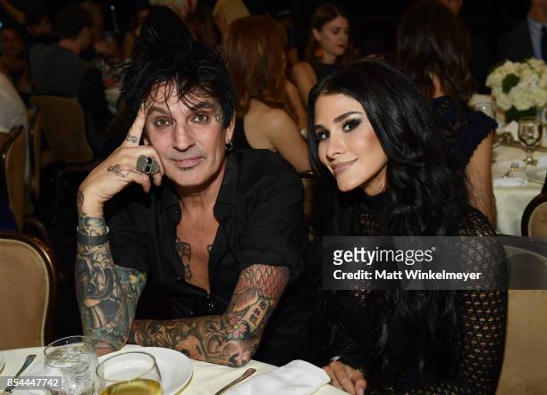 Tommy Lee and Brittany Furlan attend the 2017 Streamy Awards at The Beverly Hilton Hotel on September 26, 2017 in Beverly Hills, California.