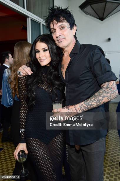 Brittany Furlan and Tommy Lee at the 2017 Streamy Awards at The Beverly Hilton Hotel on September 26, 2017 in Beverly Hills, California.