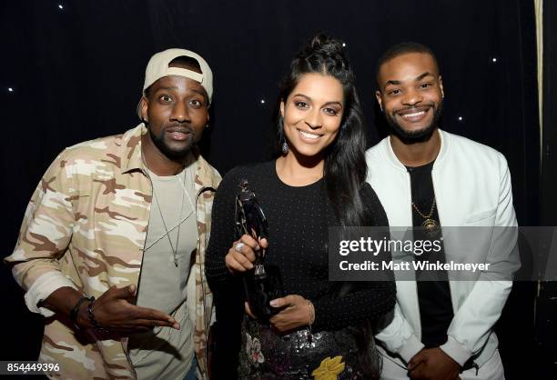 DeStorm Powers, Lilly Singh, and King Bach at the 2017 Streamy Awards at The Beverly Hilton Hotel on September 26, 2017 in Beverly Hills, California.