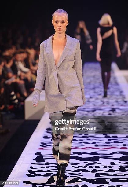 Model showcases a design on the catwalk by Josh Goot during the L'Oreal Melbourne Fashion Festival 2009 at the Malvern Town Hall/Peninsula Docklands...