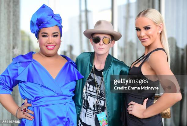 Patrick Starr, Nats Getty, and Gigi Gorgeous at the 2017 Streamy Awards at The Beverly Hilton Hotel on September 26, 2017 in Beverly Hills,...