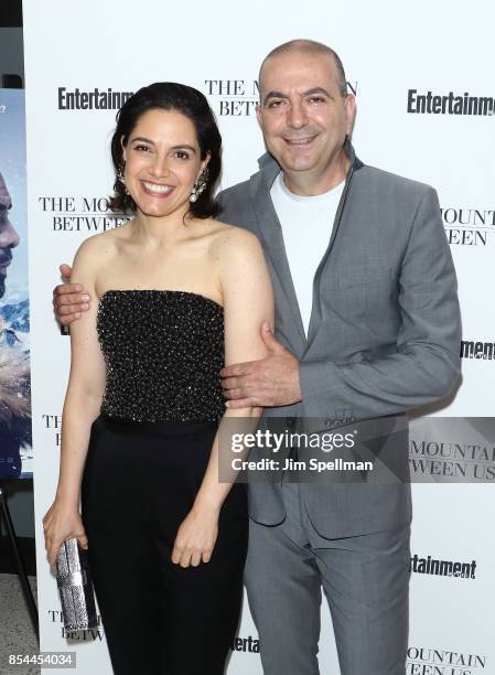 Amira Diab and director Hany Abu-Assad attend the "The Mountain Between Us" special screening at Time Inc. Screening Room on September 26, 2017 in...